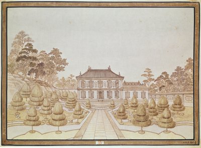 Uno de los 36 palacios del Emperador en Yuen Ming Yuen, construido por Benoit en 1750 de French School